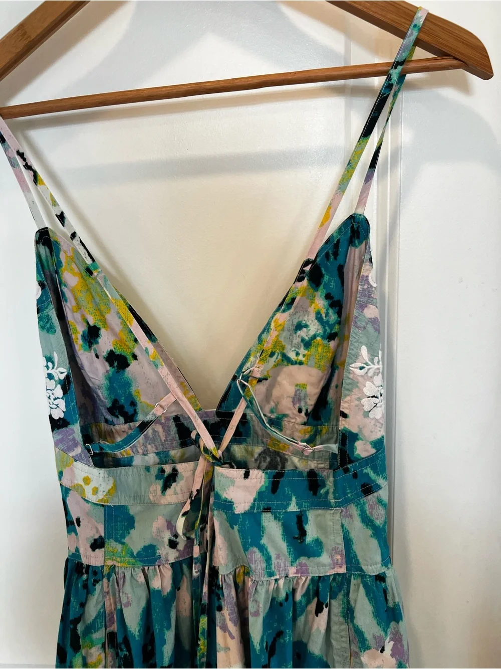 Free People Teal Green Floral Tiered Maxi Dress